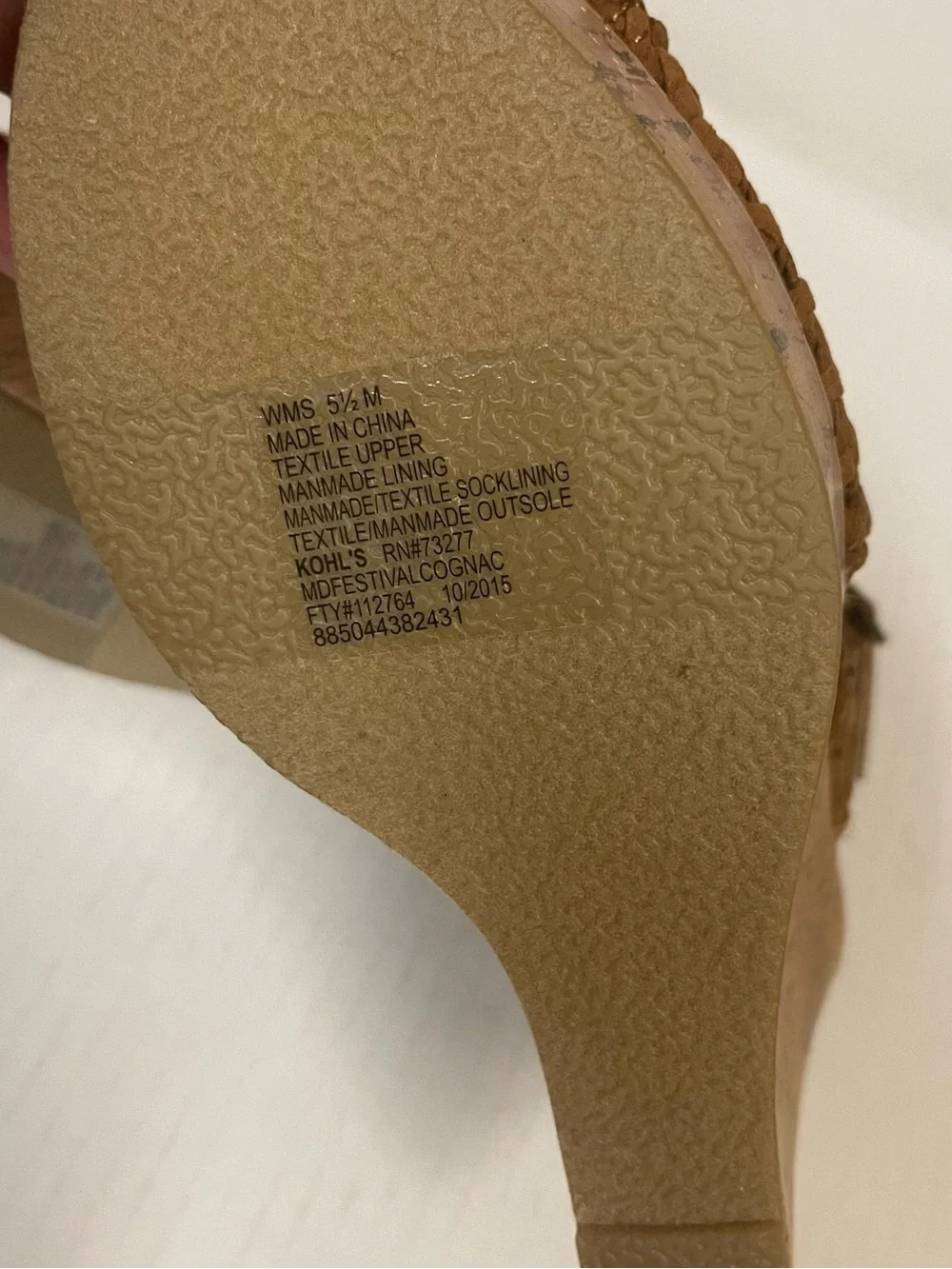 Mudd Women Size 5.5 Festival Cognac Woven Cork Wedge Sandals